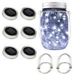 6pcs Solar Mason Jar Lid Lights factory 10/20/30 LED CoolWhite for Wedding Patio