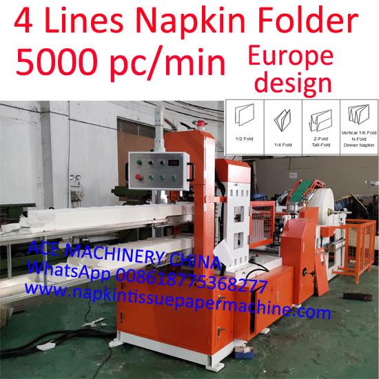 Buy cheap Germany Design Super High Speed Paper Napkin Converting Machine 4 Lines 5000 Napkin Per Minute from wholesalers