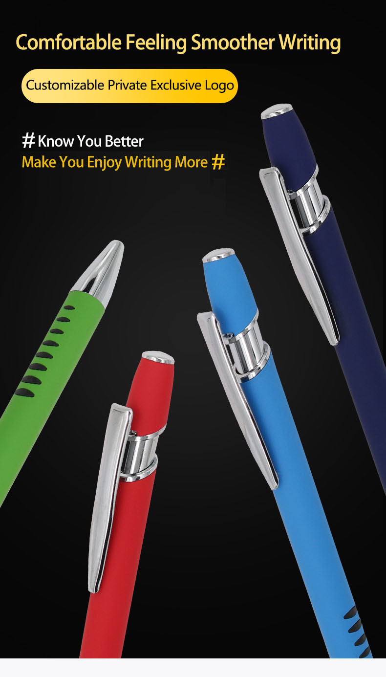 Stylish Press Metal Ballpoint Pen Click Soft Touch Promotional Aluminum Ball Pen
