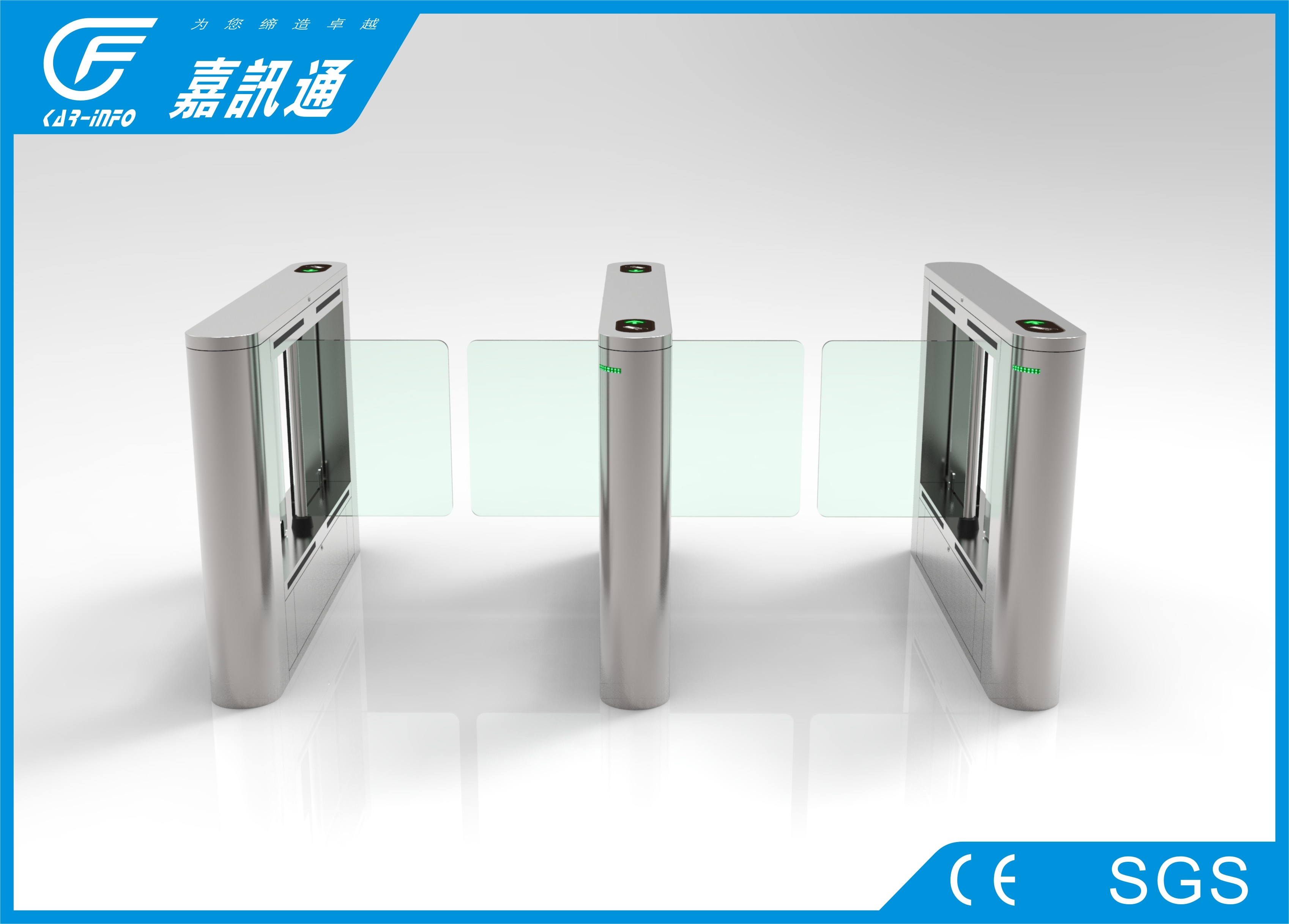 Rfid Access Control Entrance Barrier Systems , Stainless Steel Waist High Turnstile
