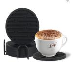 Black Rubber Silicone Drink Coasters Cup Mat For Car Bar Coffee Mug Beer