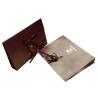 Buy cheap Shining Brown Recycle Paper Carrier Bag Gold Foil Stamped Logo , Ribbon Closure ,Gift Bag from wholesalers