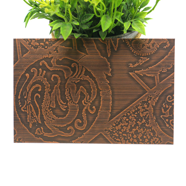 4ftx8ft 304 201 Stainless Steel Metal Sheet Copper Antique Color Plating For Door Frame Decoration