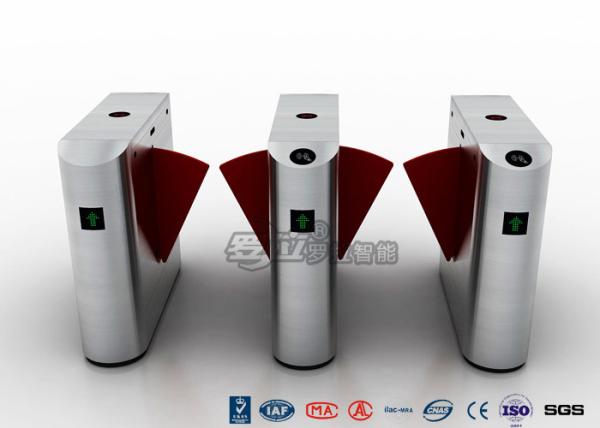 Entrance Flap Pedestrian Turnstile Gate SUS 304 With Fingerprint Recognition