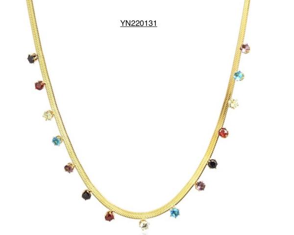 Buy cheap 45cm Snake Bone Chain Necklace Colorful Rhinestone Tassel Pendant Necklace from wholesalers