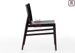 Dark Gray Color Wood Restaurant Chairs Saddle Leather Indoor Commercial