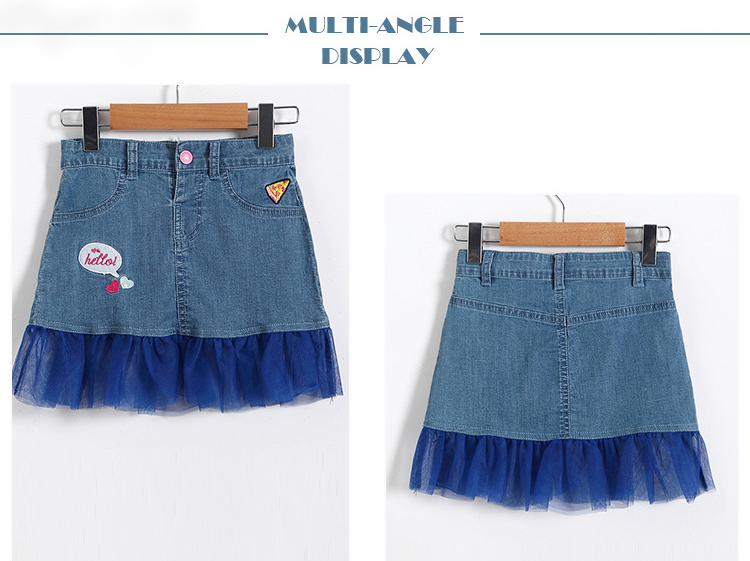 Adjustable Mini Baby Girls Short Denim Skirt Embroidered Customized
