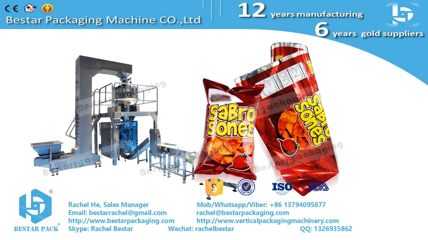 Plastic roll film for packaging snacks candy cookies with color printing