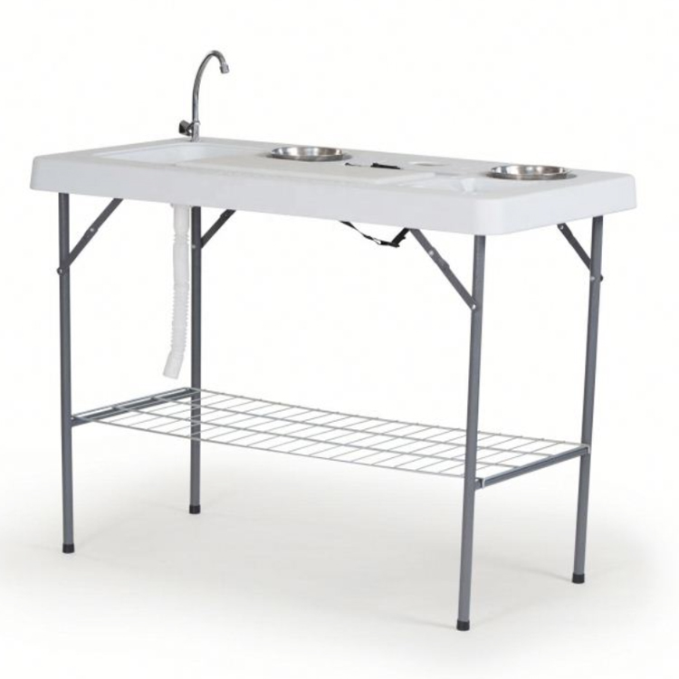 Portable Plastic Metal Folding Fish Fillet Cleaning Table for Hotel Outdoor Camping