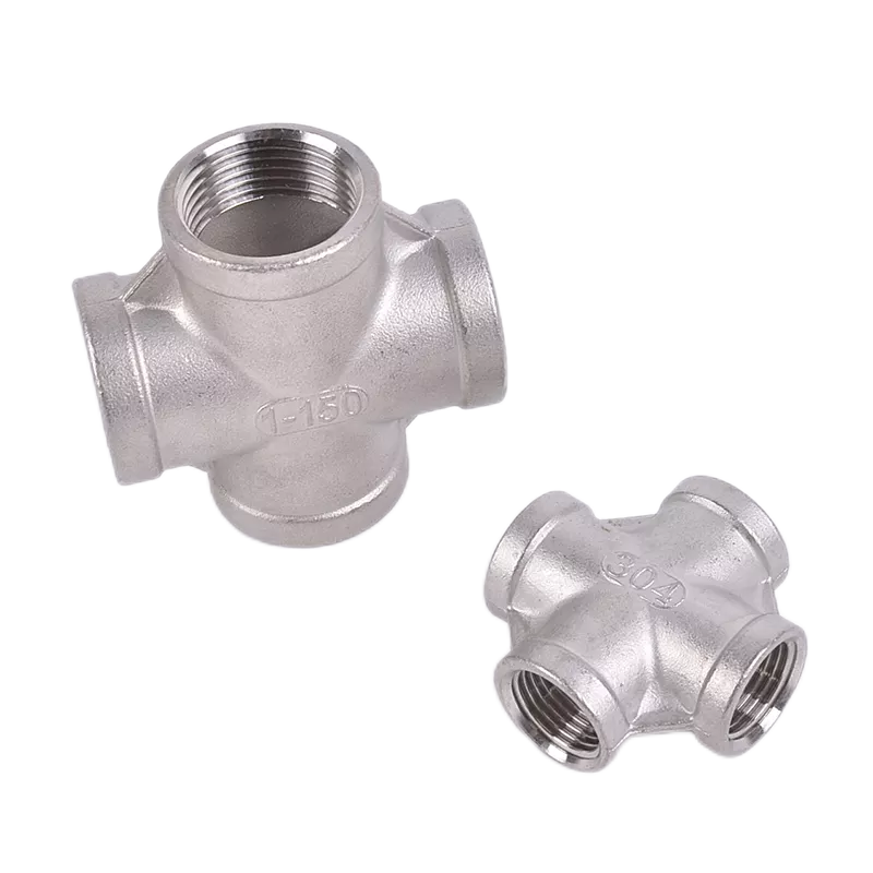Cylindrical Head Code 201 304 316 Four Way Equal Male And Female Threaded Cross NPT BSP