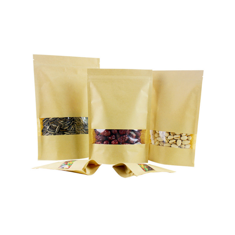 Resealable Aluminum Foil Kraft Paper Stand Up Pouches With Zipper For Food Packaging