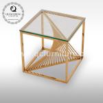 12mm Glass Stainless Steel Side Tables 49x49x51cm Golden Frame