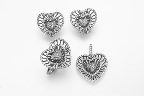 Buy cheap Heart Pendant 925 Sterling Silver Personalized Bracelet Earrings Ring Necklace women Jewelry Set from wholesalers