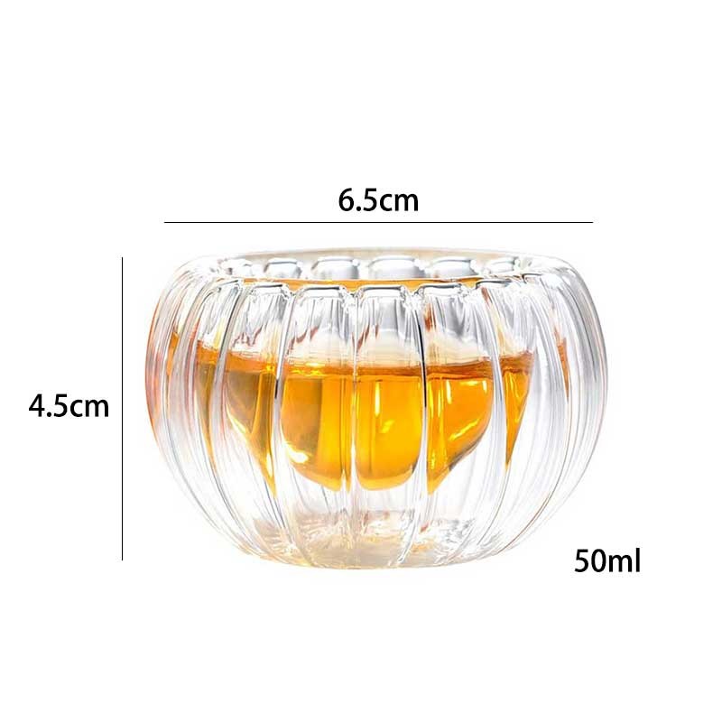 Pumpkin Shape Double Borosilicate Glass Cup 50ml