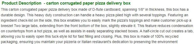 Carton corrugated paper pizza delivery box,bio-degradable high quality chinese food products custom kraft paper pizza pa