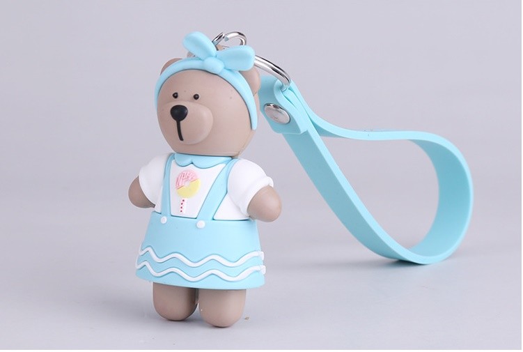 Custom Cute Soft PVC Rubber Teddy Bear Miniature Key Chain Souvenir For Sale