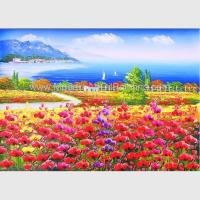 Buy cheap Red Poppy Floral Oil Painting Mediterranean Sea Oil Paintings By Knife product