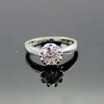 Sterling Silver Brilliant Cubic Zirocnia Engagement Ring (F02)