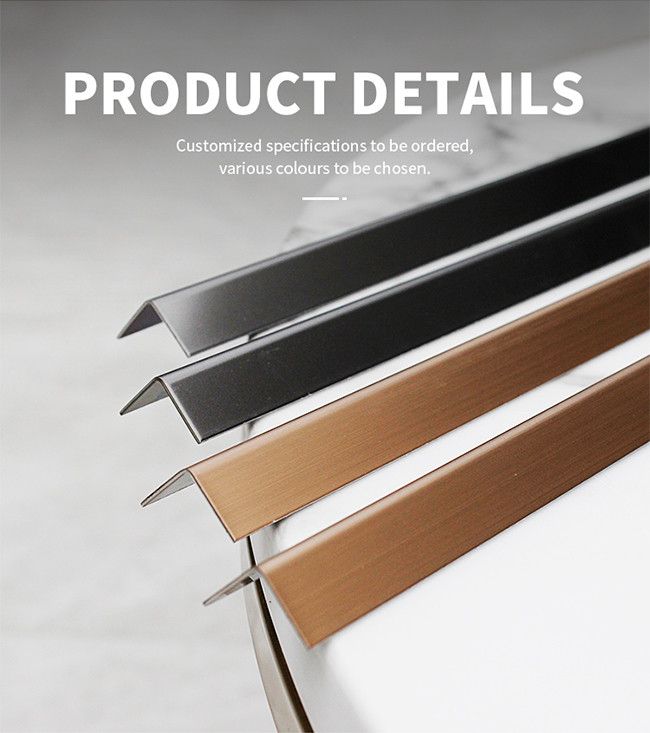 L Shaped No Grooving Round Conrners Hairline Stainless Steel Corner Edge Trim 0.24-2mm