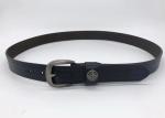 Soft Women Leather Belts With Embossed Line Pattern Brushed Gunmetal Bucklee 2