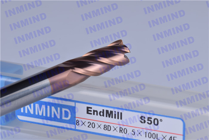 SiN Coating Standard Corner Radius End Mill HRC55 0.5 um Grain Size
