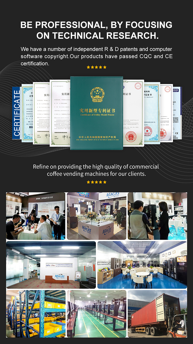 15.6'' Touch Screen Automatic Table Top Coffee Vending Machine 57Kg