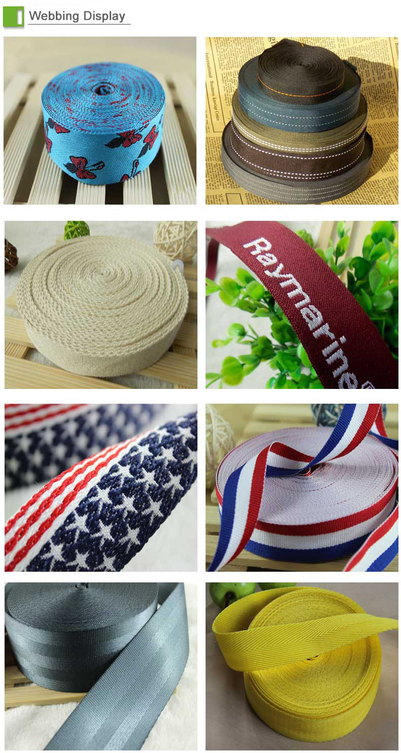 Green Polyester Webbing Tape PP Ribbon On Nylon Webbing For Bags