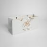Buy cheap Customised Small Carry Paper Shopping Bags With Bow Tie Ribbon Handle Customer's Logo from wholesalers