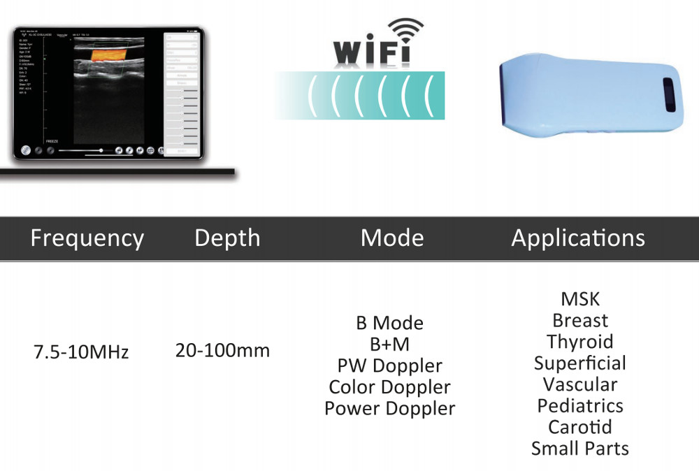 10mhz G10CX Medical Hospital Equipments Doppler Linear Wireless Probe Type Ultrasound Scanner