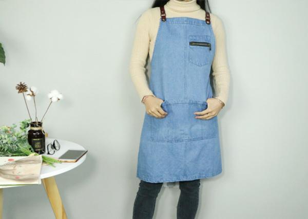 Buy cheap Classic Blue Kitchen Cooking Apron , Washed Women Cooking Apron With 4 Pockets from wholesalers