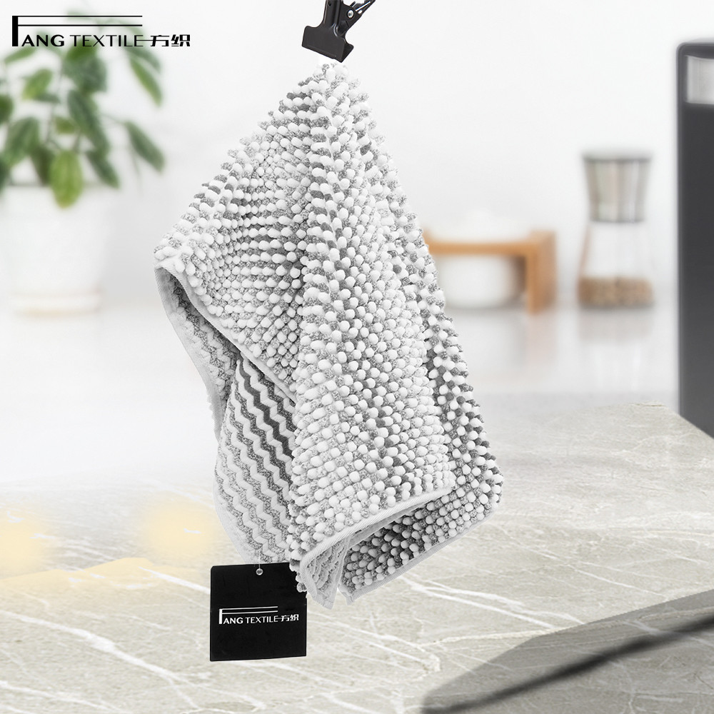 Gray Extra Softness Fluffy Thick Chenille Shower Microfiber Bathroom Mats