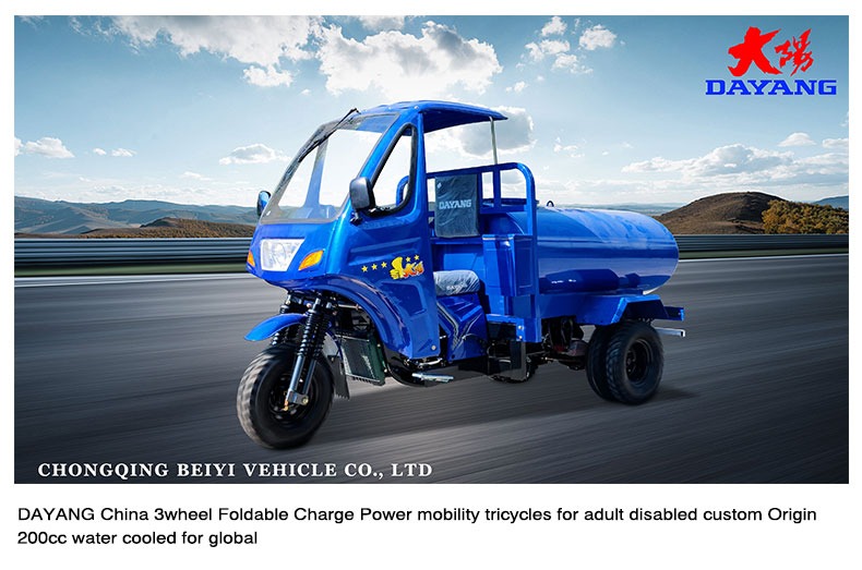 250cc DAYANG Five Wheels Gasoline Motorized Tricycles with Milk Tank and Oil Tanker