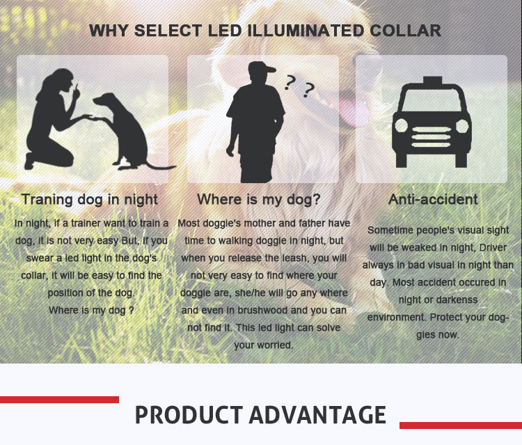 2018 waterproof night safety led light pet dog belt