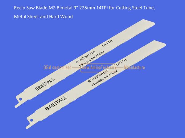 Recip Saw Blade M2 Bimetal 9" 225mm 14TPI for Cutting Steel Tube, Metal Sheet