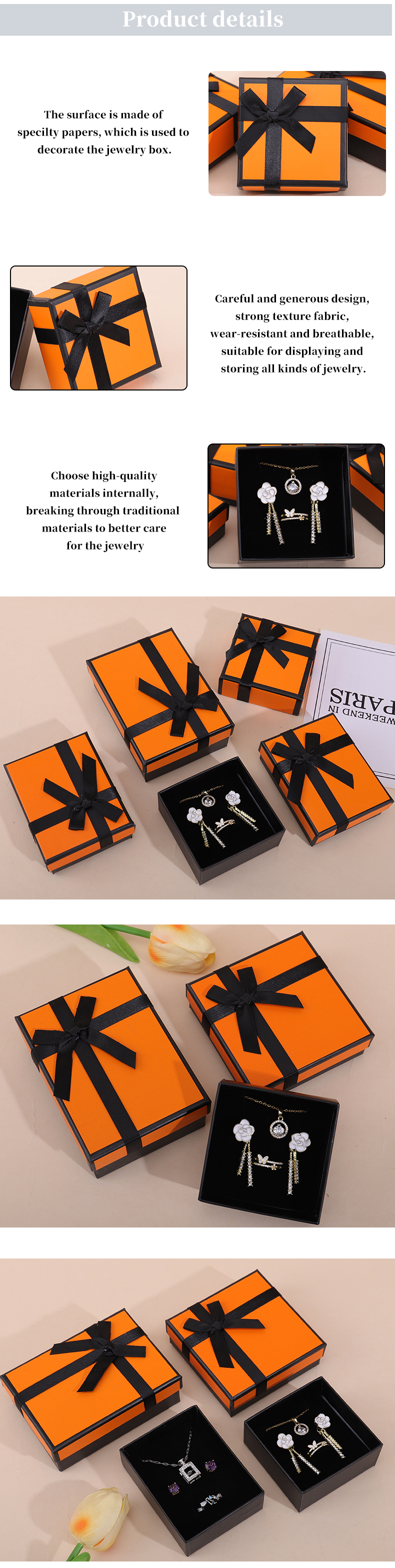 Wholesale manufacturing hign end Jewellery Box packaging Personalized Custom logo Luxury Necklace Bracelet Earring Ring jewelry Set Packaging