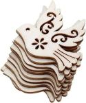 Laser Cut Wood Embellishment Hollow Out Wooden Leaves Bird Shape Ornament Wood
