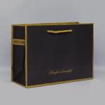Black Foil And Bump Logo Craft Paper Shopping Bag Reusable Twisted Handle 300g