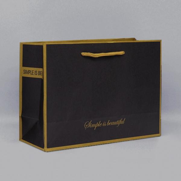 Buy cheap Black Foil And Bump Logo Craft Paper Shopping Bag Reusable Twisted Handle 300g from wholesalers