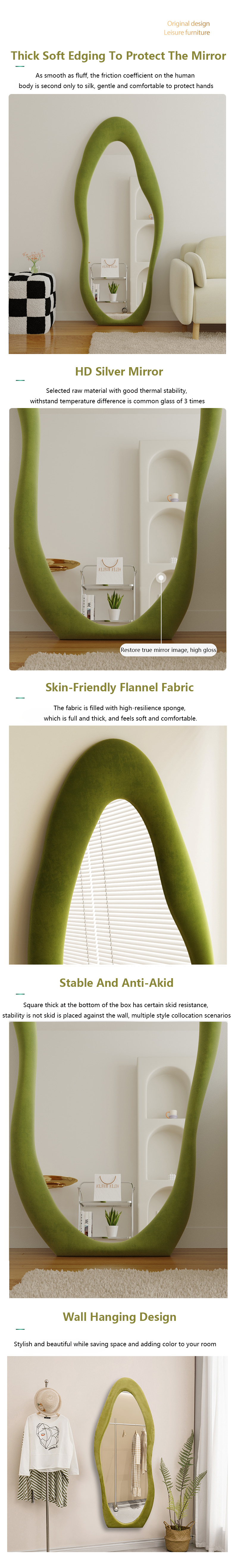 Decorative Body Curved Full Length Mirror Oversized Arched Floor Mirror