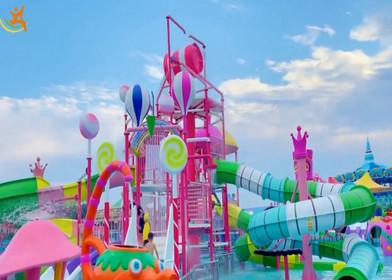 Buy cheap Colorful Fiberglass Big Splash Water Slide Park Equipment For Interactive Family from wholesalers
