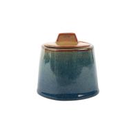 Buy cheap 300ml Food Safety Ceramic Sugar Jar Handmade Style Blue Reactive Color product
