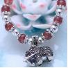 Buy cheap Women 6mm Strawberry Quartz Beads 3 Rows Strand Bracelet with Silver Charm (042861W) from wholesalers