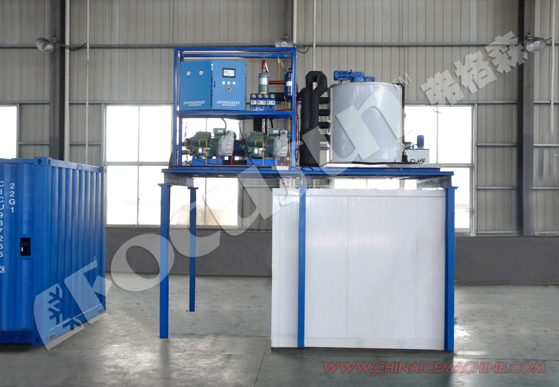 25Tons Industrial Ice Flake Machine with Water Cooling or Evaporative Cooling Condenser
