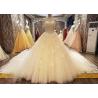Buy cheap Comfortable Strapless Ladies Bridal Gown Cream Princess Long Tulle Tail from wholesalers