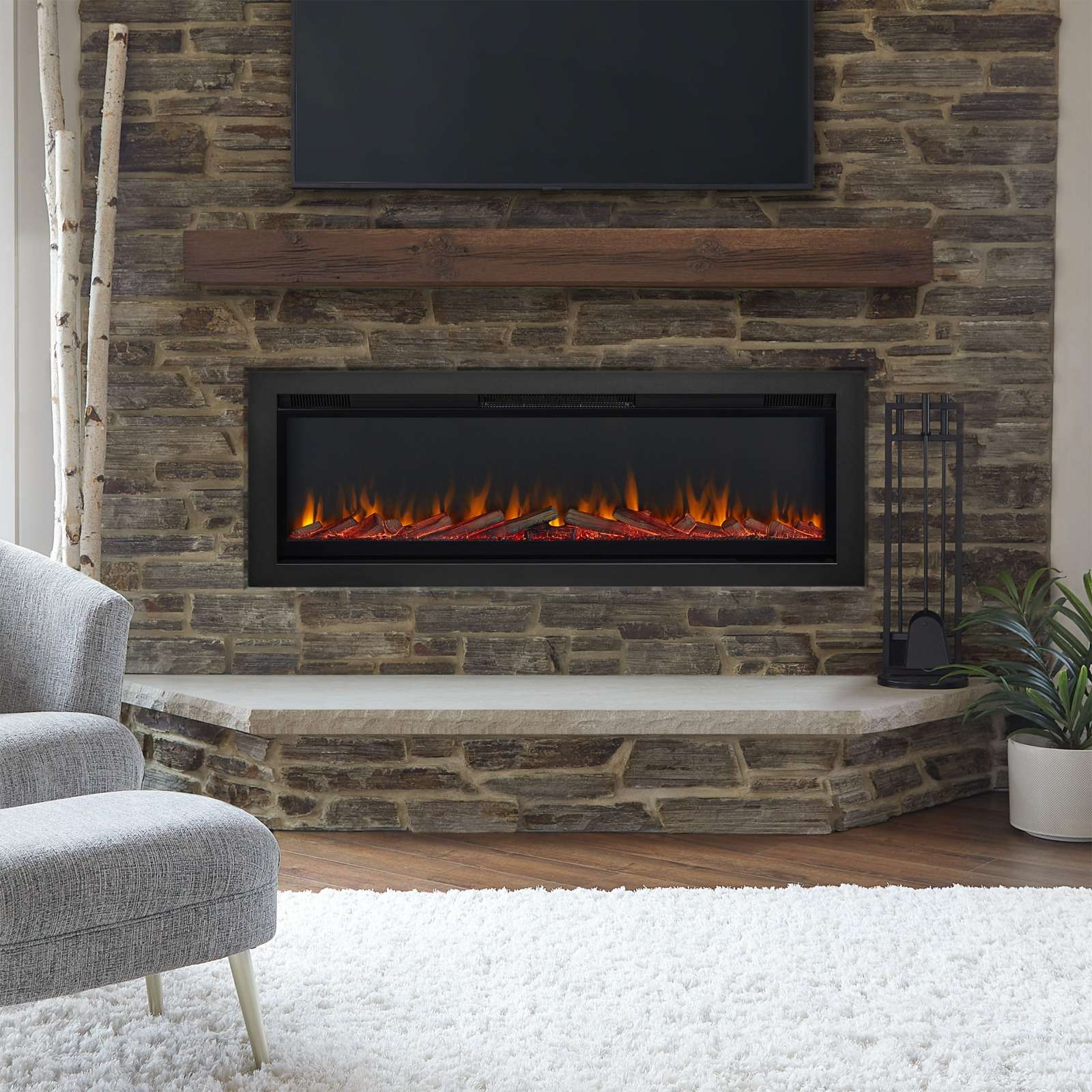 Modern Wall Mounted Electric Fireplace Insert with 6 Flame Colors and 3d Water Vapor