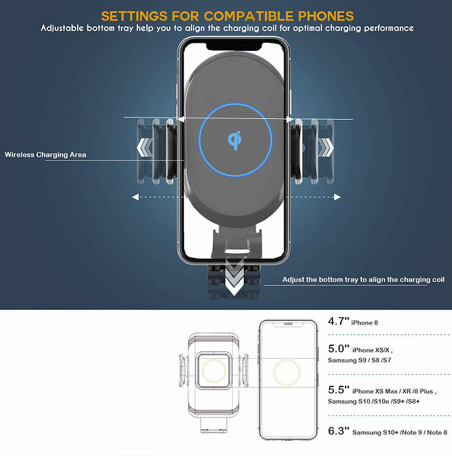 Auto Clamp Car Mount Wireless Charger