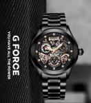KINYUED oem waterproof custom logo leather fashion tourbillon skeleton wrist