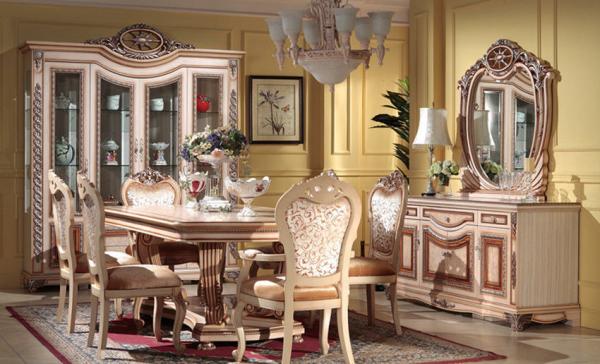 Buy cheap 6 Chairs Carved Flower Dinning Room Set from wholesalers