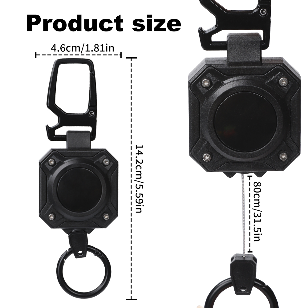 Deyi Badge Reel Impact Resistance ID Badge Reels Wire Rope Key Ring Aluminum Ring Carbon Fiber-Texture