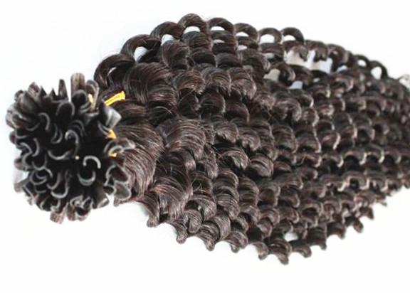 Buy cheap Resilient Pre Bonded Curly Human Hair Extensions Can Be Straightened 8 - 40 Inch from wholesalers